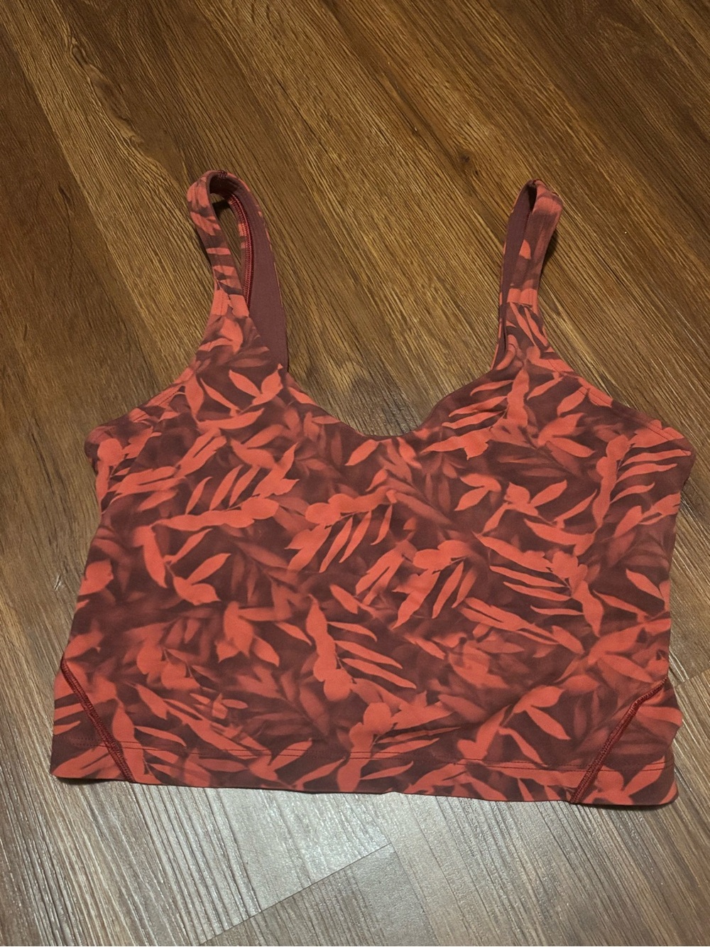 Lululemon Red Leaf-Print Sports Bra Tank